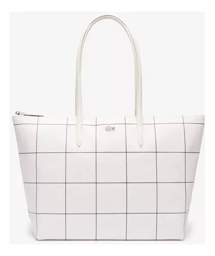 bolsa lacoste grande escrito lacoste branco